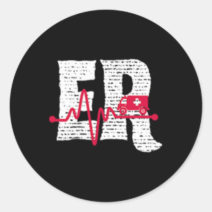 Emergency Department Er Nurse Front And Back Emerg Classic Round Sticker