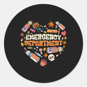 Emergency Department Er Nurse Heart Fall Autumn Se Classic Round Sticker
