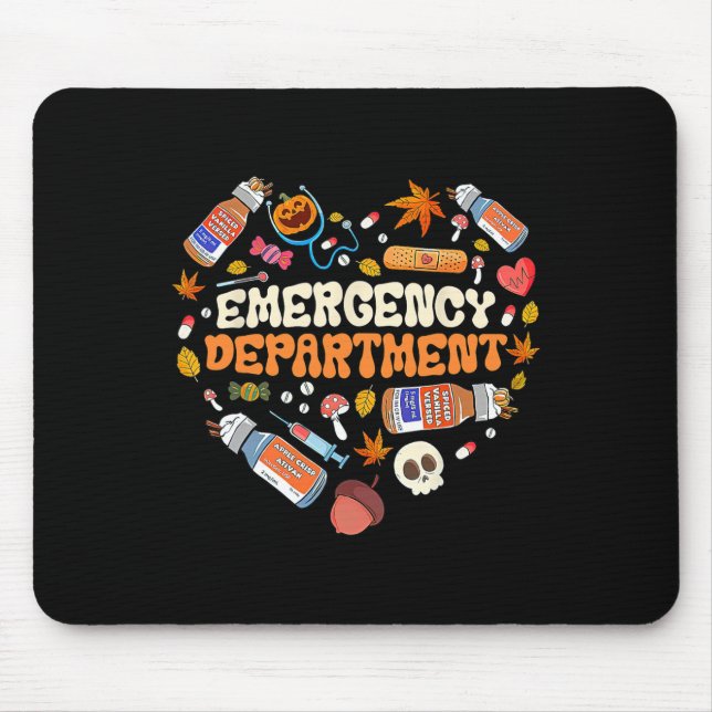 Emergency Department Er Nurse Heart Fall Autumn Se Mouse Pad (Front)