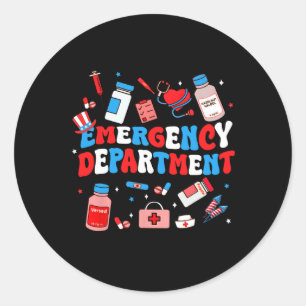 Emergency Department Er Nurse Usa Flag Patriotic 4 Classic Round Sticker