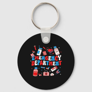 Emergency Department Er Nurse Usa Flag Patriotic 4 Key Ring