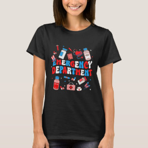 Emergency Department Er Nurse Usa Flag Patriotic 4 T-Shirt