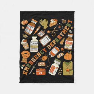 Emergency Department Fall Halloween Er Nurse Emerg Fleece Blanket