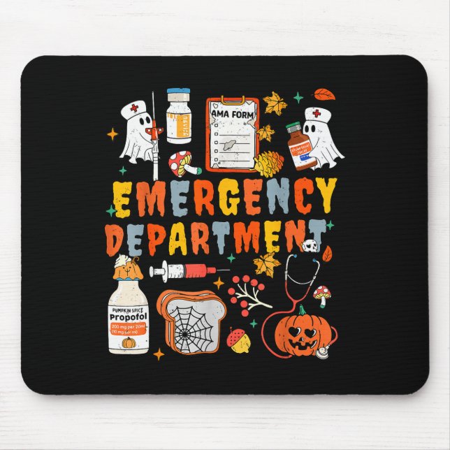Emergency Department Funny Er Nurse Halloween Soky Mouse Pad (Front)
