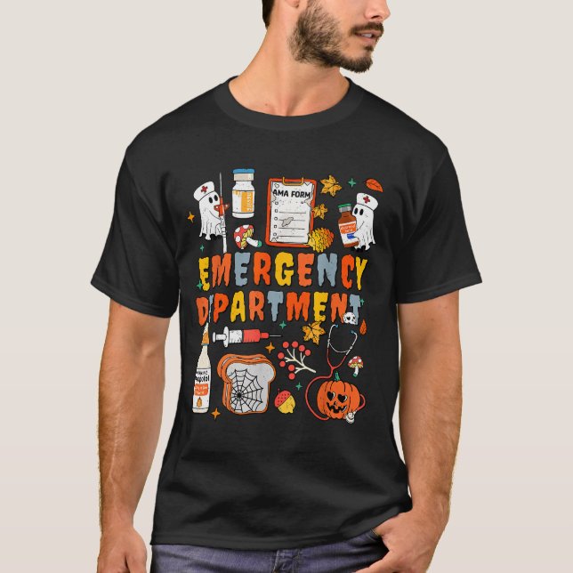 Emergency Department Funny Er Nurse Halloween Soky T-Shirt (Front)