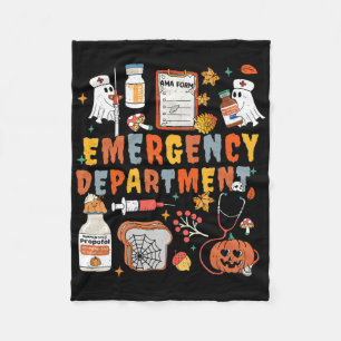Emergency Department Funny Er Nurse Halloween Spoo Fleece Blanket