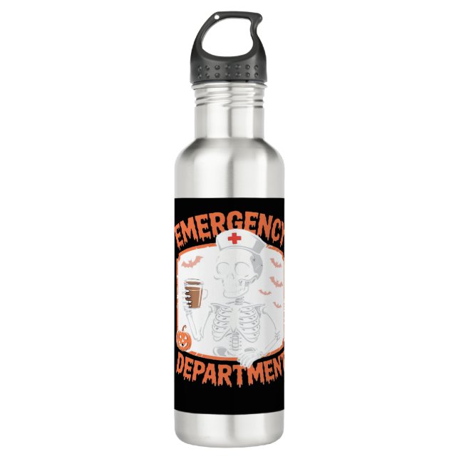 Emergency Department Funny Halloween Nurse Essenti 710 Ml Water Bottle (Front)