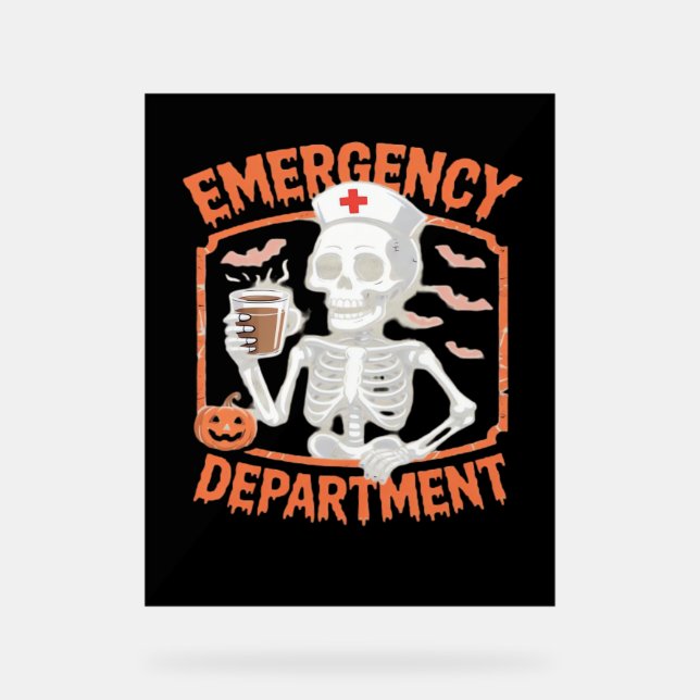 Emergency Department Funny Halloween Nurse Essenti Acrylic Sign (Front)