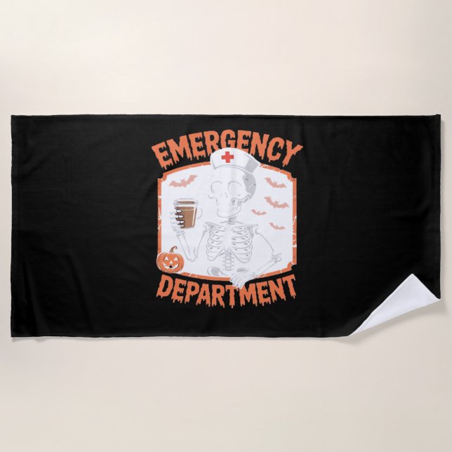 Emergency Department Funny Halloween Nurse Essenti Beach Towel (Front)