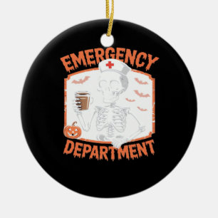 Emergency Department Funny Halloween Nurse Essenti Ceramic Ornament