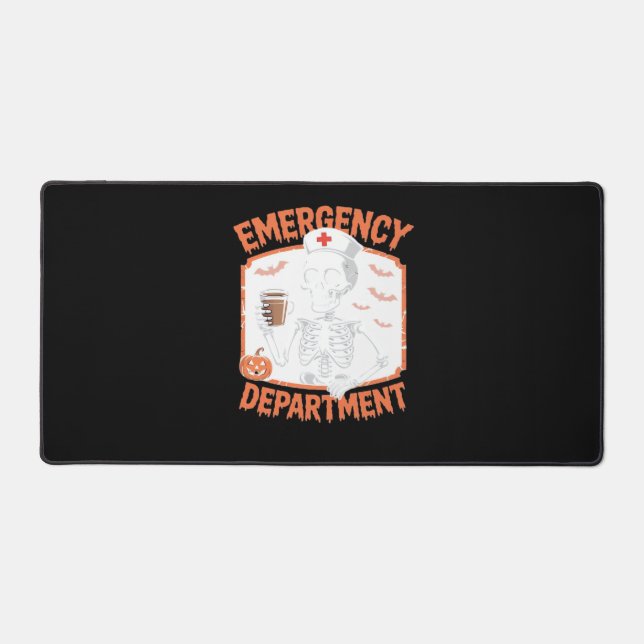 Emergency Department Funny Halloween Nurse Essenti Desk Mat (Front)