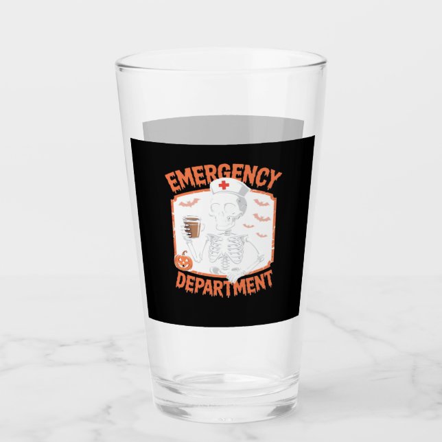 Emergency Department Funny Halloween Nurse Essenti Glass (Front)