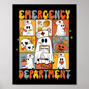 Emergency Department Halloween Cute Pumpkin Ghost  Poster