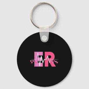 Emergency Department Heartbeat Heart Valentines Key Ring