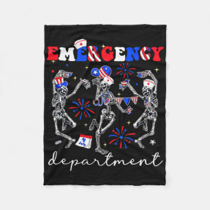 Emergency Department Skeleton 4th Of July Usa Er E Fleece Blanket
