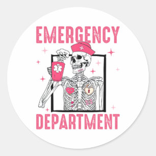 Emergency Department Skeleton Nurse Valentine Er N Classic Round Sticker