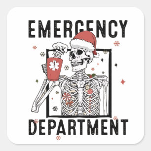 Emergency Department Skeleton Nursing Coffee Lover Square Sticker