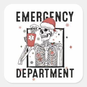 Emergency Department Skeleton Nursing Coffee Lover Square Sticker