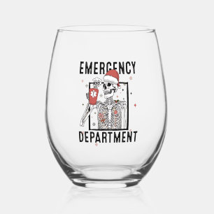 Emergency Department Skeleton Nursing Coffee Lover Stemless Wine Glass
