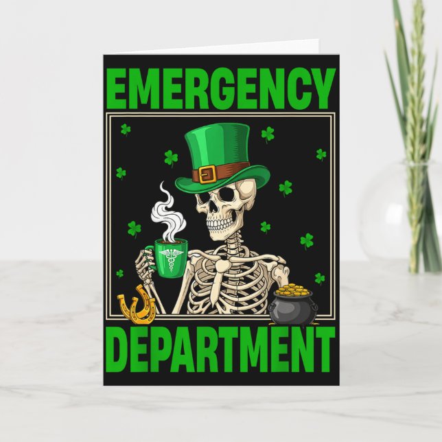 Emergency Department St Patricks Day Skeleton Tech Card (Front)