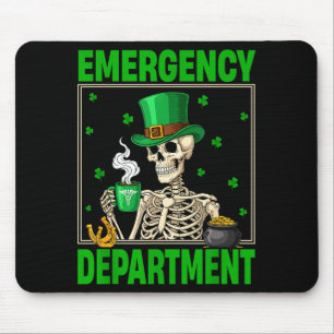 Emergency Department St Patricks Day Skeleton Tech Mouse Pad