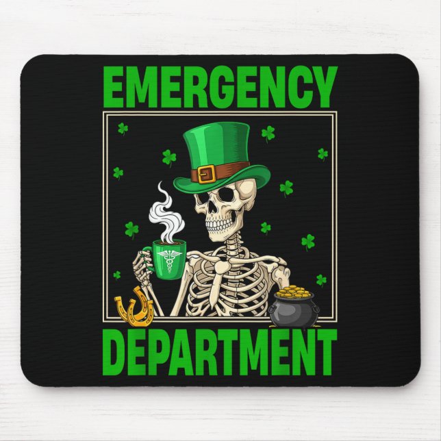 Emergency Department St Patricks Day Skeleton Tech Mouse Pad (Front)