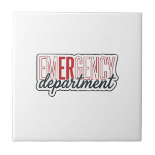 Emergency Department Typography Shirt Design_1 Ceramic Tile