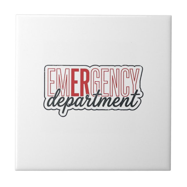 Emergency Department Typography Shirt Design_1 Ceramic Tile (Front)