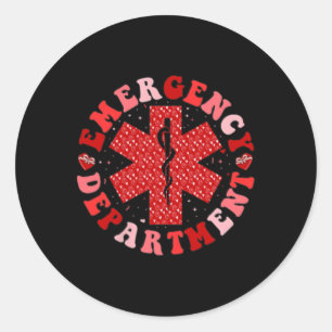 Emergency Department Valentine Er Nurse Valentines Classic Round Sticker