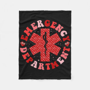 Emergency Department Valentine Er Nurse Valentines Fleece Blanket