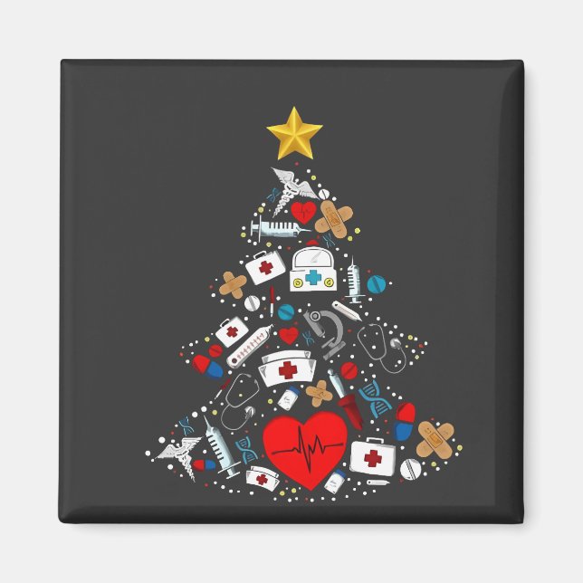Emergency Department Xmas Tree Nurse Magnet (Front)