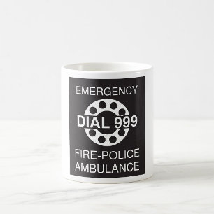 Emergency Dial 999 Sign Fire Police Ambulance  Coffee Mug