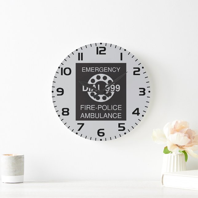 Emergency Dial 999 Sign Fire Police Ambulance  Large Clock (Creator Uploaded)