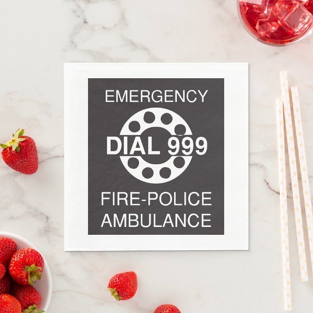 Emergency Dial 999 Sign Fire Police Ambulance  Napkin (Creator Uploaded)