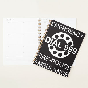 Emergency Dial 999 Sign Fire Police Ambulance  Planner