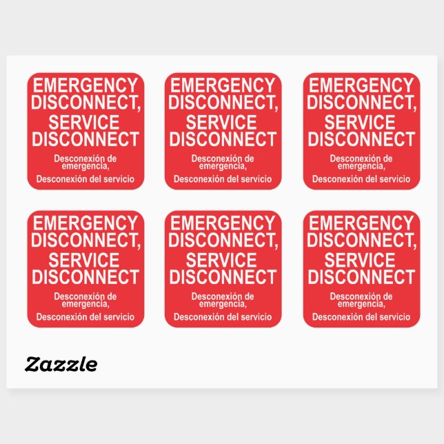 Emergency Disconnect Service Disconnect Label (Sheet)