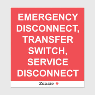 Emergency Disconnect, Transfer Switch Label