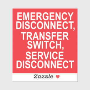 EMERGENCY DISCONNECT, TRANSFER SWITCH label