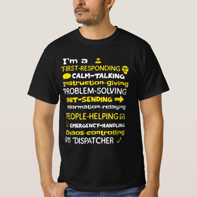 Emergency Dispatcher - Thin Yellow Line Dispatcher T-Shirt (Front)