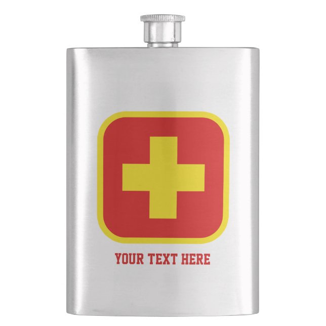 Emergency Drink Flask with Custom Text (Front)