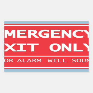 Emergency Exit Only Door Alarm Will Sound Sign Rectangular Sticker