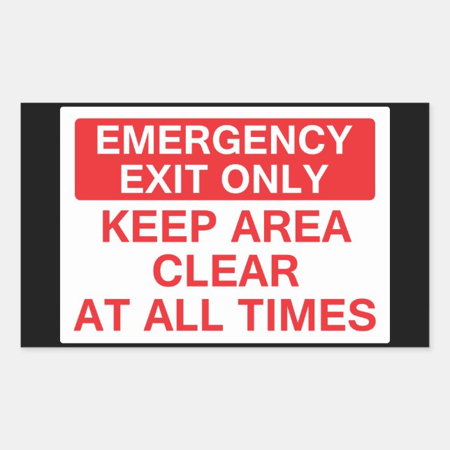 Emergency Exit Only Rectangular Sticker (Front)