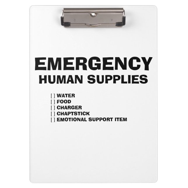Emergency Human Supplies Clipboard (Front)