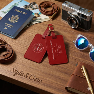 Emergency Info Medical Luggage Tag Custom Design