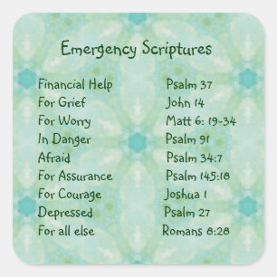 Emergency Information Scriptures for Encouragement Square Sticker