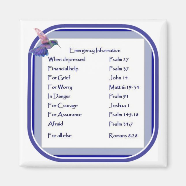 Emergency List of Scriptures, Motivational Magnet (Front)