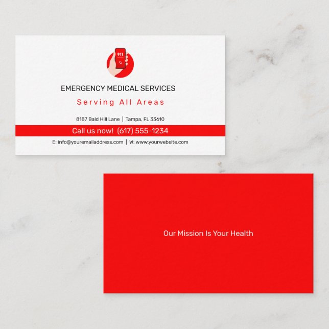 Emergency Medical Services | Ambulance Business Card (Front/Back)