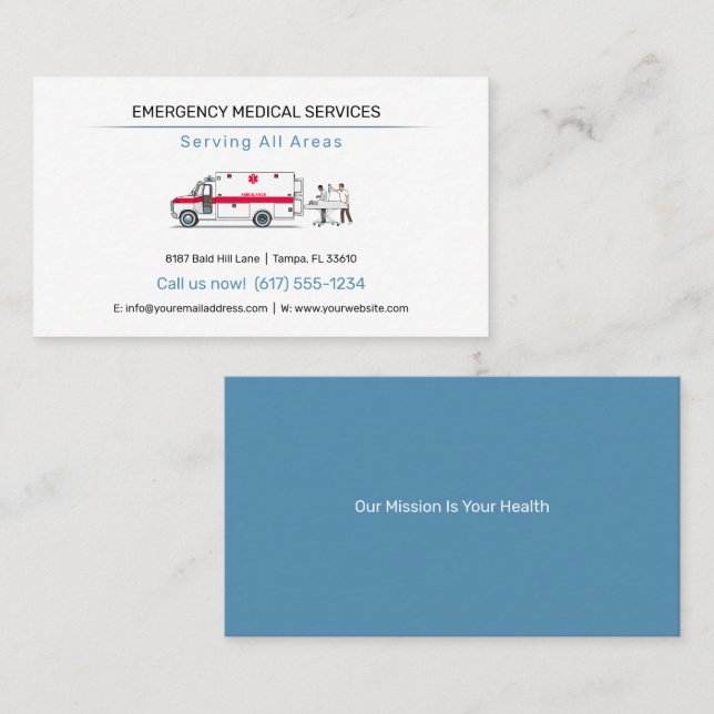 Emergency Medical Services | Ambulance Business Card (Front/Back)
