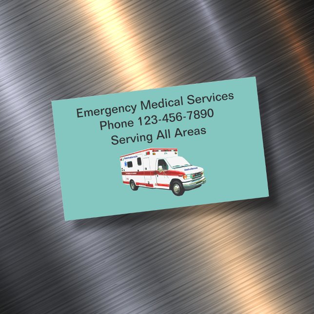 Emergency Medical Services Ambulance Theme Magnetic Business Card (Creator Uploaded)