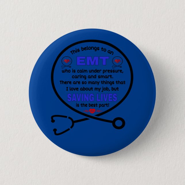  Emergency Medical Technician Gift. EMT Gift 6 Cm Round Badge (Front)